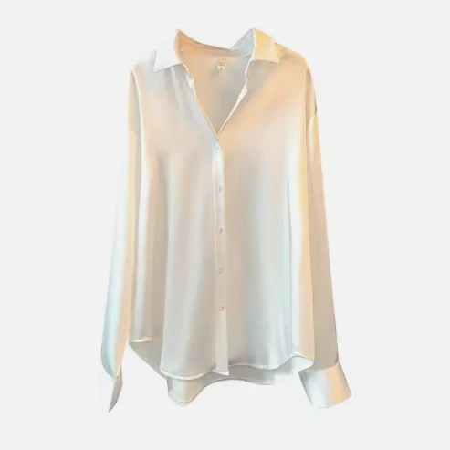 Camicia in seta tinta unita al 100%.